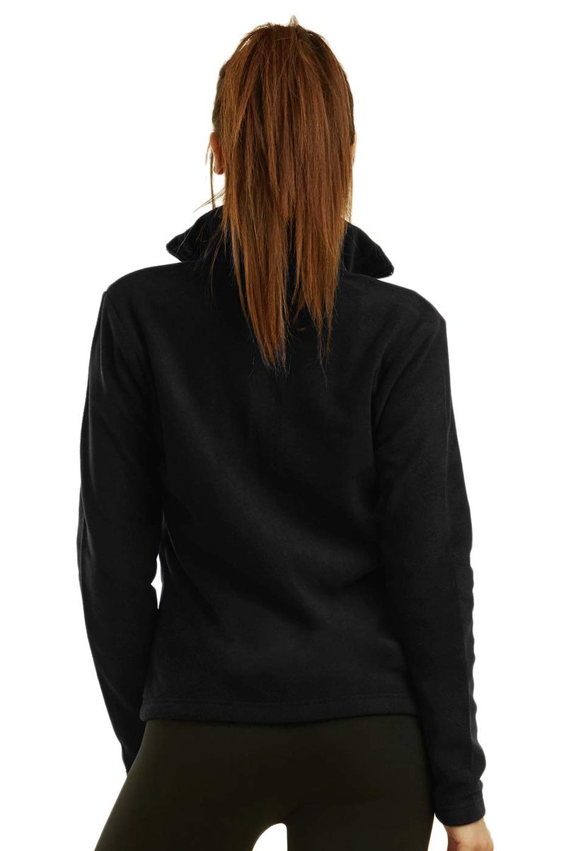 Sofra Women's Polar Fleece Full Zip Up Winter Jacket (XL, Black) - Image 4